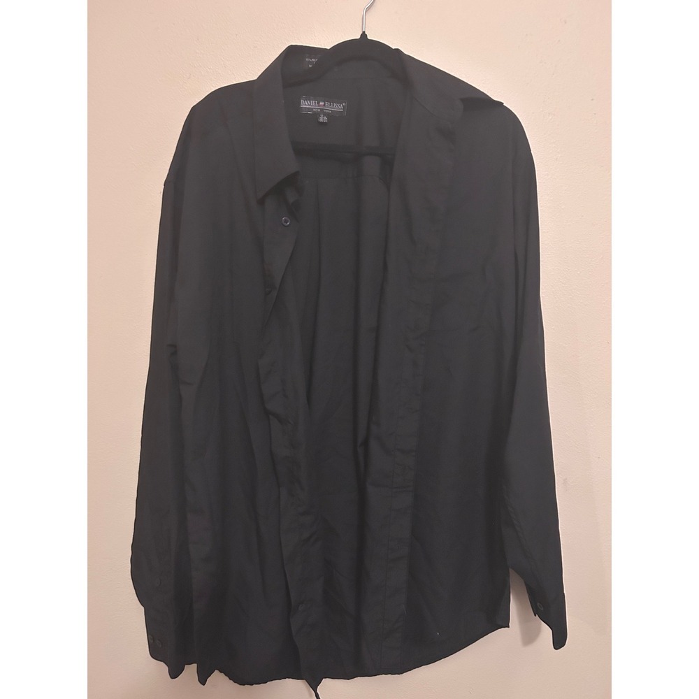 Daniel Ellissa Dress Shirt Mens 17.5 36/37 Black Excellent Long Sleeve Button Up